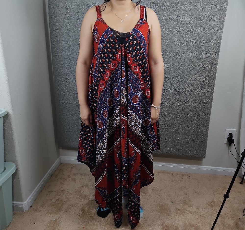 Bella Moda Sz XL Red and Blue Maxi Dress Bohemian swim suit cover summer spring